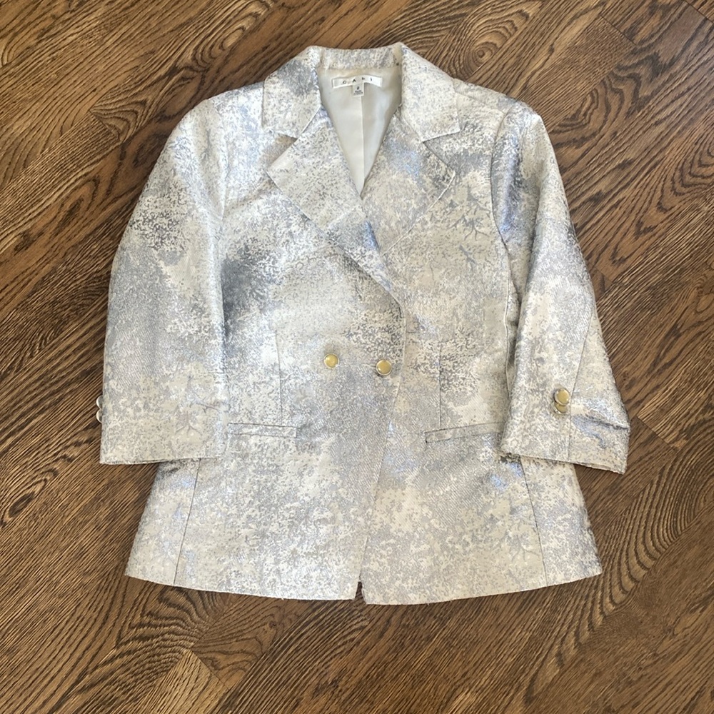 CAbi chalet silver and cream blazer